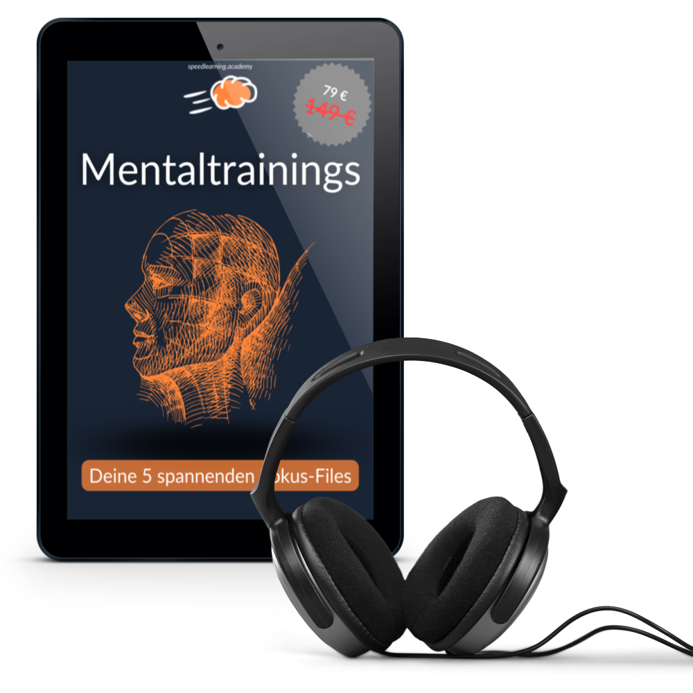 Mentaltrainings Tablet Cover mit Kopfhörer